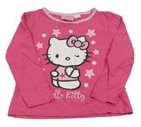 Tmavorůžové triko s Hello Kitty a hvězdami Sanrio