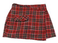 Červeno-černo-bílá kostkovaná třpytivá zavinovací sukně Matalan