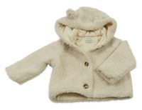 Béžová huňatá zateplená propínací mikina s kapucí Mamas&Papas