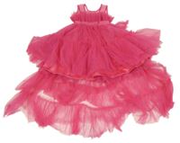 Fuchsiové tylové slavnostní šaty