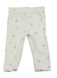 Bílé květované žebrované legíny F&F