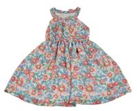 Bílo-růžovo-modré květované šifonové šaty s flitry Kiki&Koko