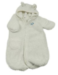 Bílá chlupatá kombinéza/fusak s kapucí Ergee