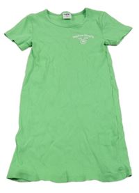 Zelené žebrované elastické šaty s nápisem Y.F.K.