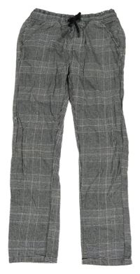 Černo-bílé kostkované chino kalhoty Tu