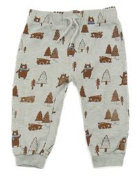 Šedé melírované tepláky s medvědy a stromky C&A