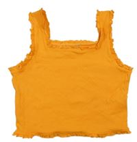 Oranžový žebrovaný crop top s volánky Matalan