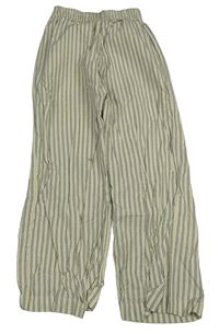 Béžovo-černé pruhované lehké kalhoty H&M