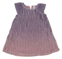 Levandulovo-růžové ombré třpytivé plisované šaty Little Kids