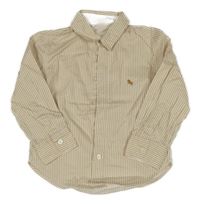 Světlehnědo-bílá pruhovaná košile s výšivkou H&M