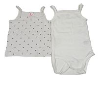 2set - Bílá vzorovaná košilka + bílé body H&M