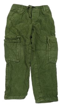 Khaki manšestrové podšité cargo kalhoty H&M