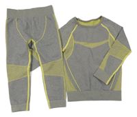 2set - Zelené melírované spodní funkční triko + kalhoty Lupilu