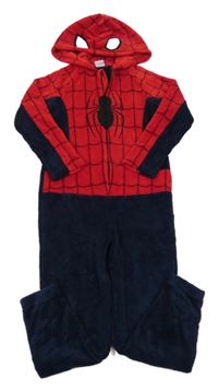 Tmavomodro-červená chlupatá kombinéza s kapucí - Spiderman Marvel