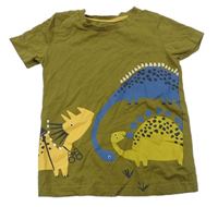 Khaki tričko s dinosaury Mothercare