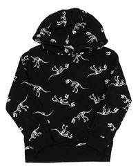 Černá mikina s dinosaury a kapucí H&M