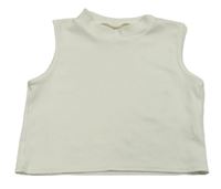 Smetanový žebrovaný crop top shein