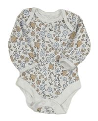 Bílo-světlemodro-hnědé květované body George