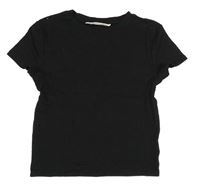 Černé žebrované crop tričko H&M