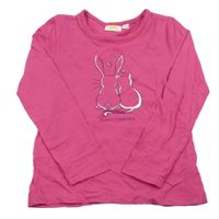 Růžové triko s králíkem a kočkou kids