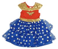 Kostým - modro-červeno-zlaté tylové šaty s hvězdičkami - Wonder Woman