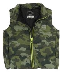 Khaki army šusťáková zateplená vesta s nášivkou Primark