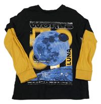 Černo-okrové triko s planetou F&F