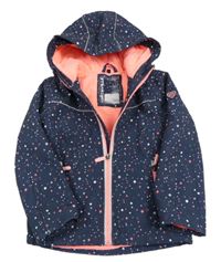 Tmavomodro-neonová vzorovaná softshellová bunda s kapucí C&A