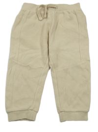 Smetanové žebrované tepláky 