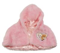 Růžová kožešinová podšitá pelerína s Frozen a kapucí 
