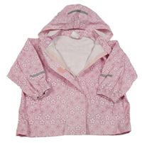 Světlerůžová květovaná šusťáková nepromokavá bunda s kapucí Impidimpi