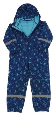 Tmavomodrá softshellová kombinéza s příšerkami a kapucí Kiki&Koko