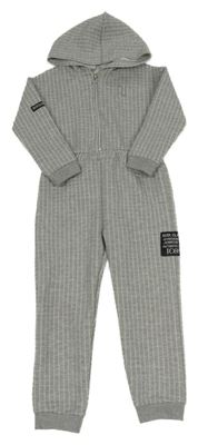 Šedá žebrovaná tepláková kombinéza s kapucí River Island