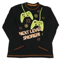 Černé pyžamové triko s ovladači 