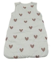 Smetanový zateplený spací pytel se srdíčky 