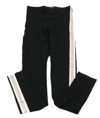 Černé legíny s růžovým pruhem H&M