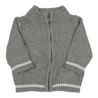 Šedý propínací svetr 