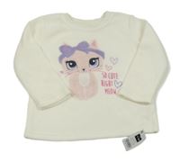 Nové - bílé fleecové triko s kočkou dunnes