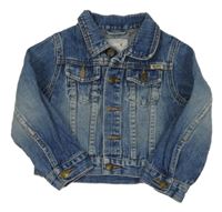 Tmavomodrá riflová bunda s kapsami 