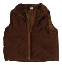 Hnědá žebrovaná sametová zateplená vesta shein