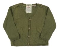 Khaki lehký propínací svetr s kapsami Zara