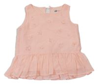 Meruňková šifonová tunika s 3D kvítky H&M