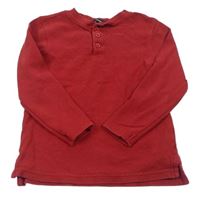 Červené žebrované triko s knoflíky George