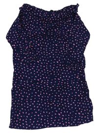 Tmavomodro-růžové vzorované šaty s volánem H&M