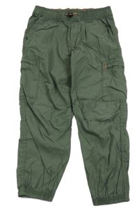 Khaki šusťákové cargo cuff kalhoty H&M
