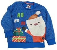 Tmavomodrá pletená melírovaná mikina se Santou zn. F&F