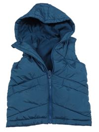 Petrolejová šusťáková zateplená vesta s kapucí Dunnes Stores