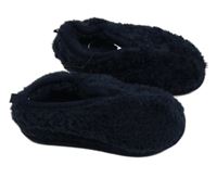 Nové - Tmavomodré huňaté bačkory F&F 28/29