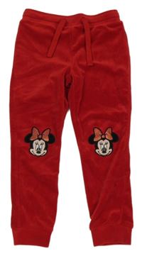 Červené plyšové tepláky s Minnie Disney