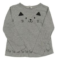 Šedé triko s kočičkou 